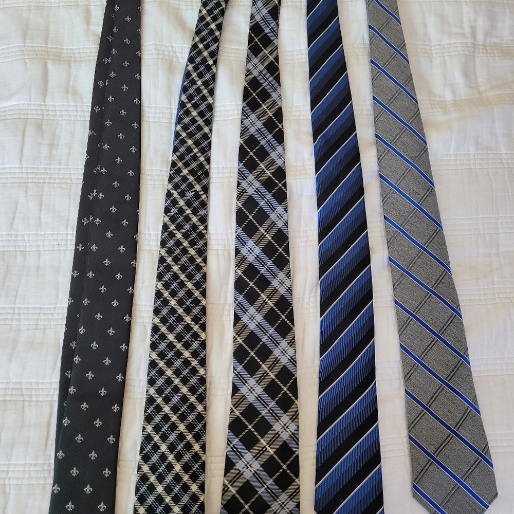 Mens dress ties set of 5 black and blues